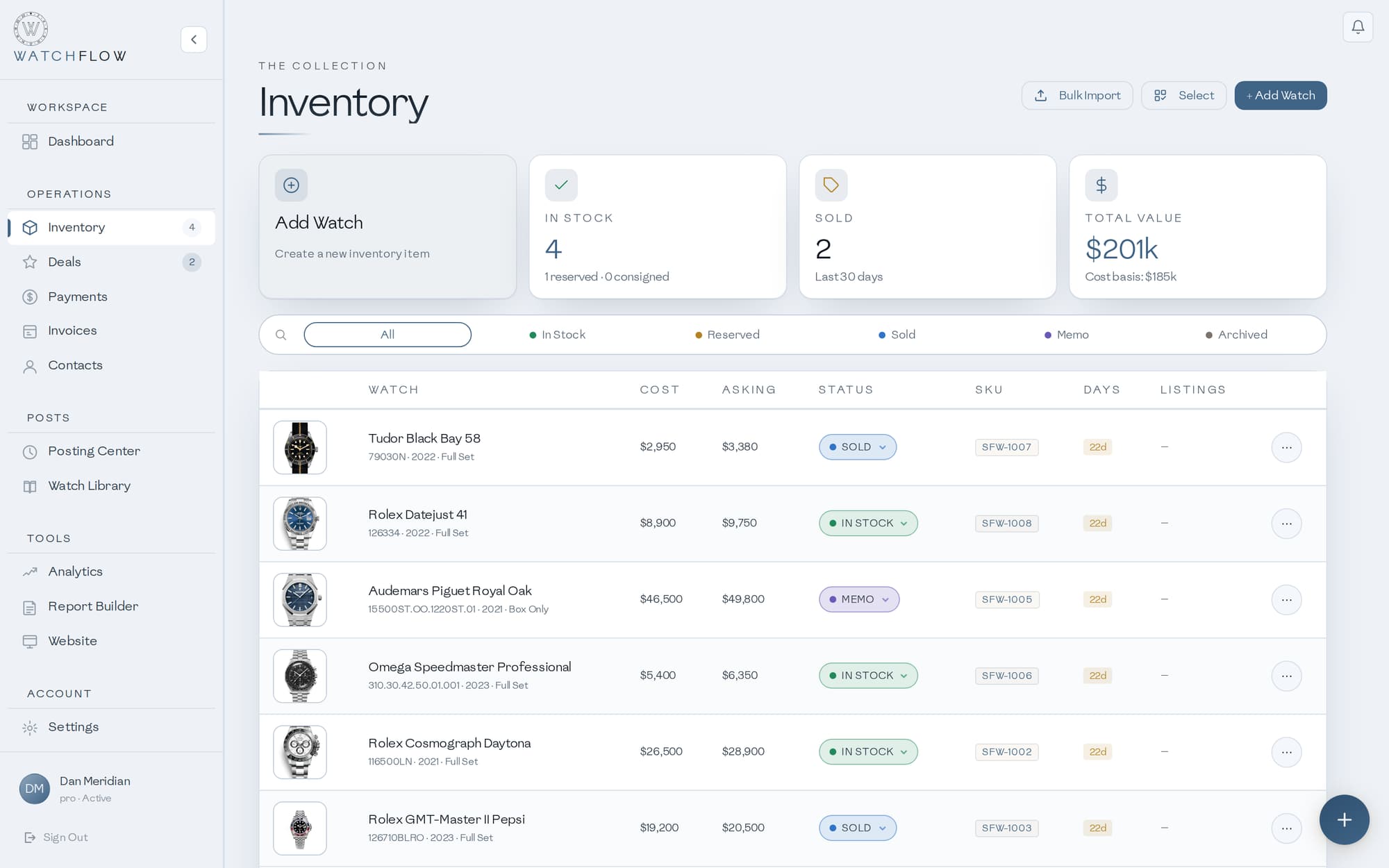 WatchFlow inventory — day