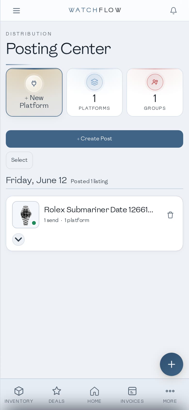 WatchFlow posting on iPhone — day
