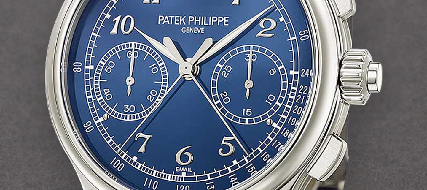 Patek Philippe 5370P split-seconds chronograph with blue dial